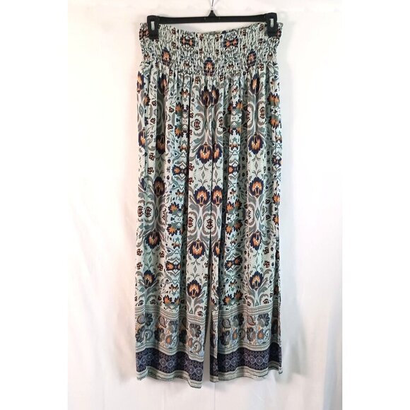Classic Concepts Wide Leg Cropped Pants XL Floral Paisley Blue NWOT Comfy - Picture 1 of 5